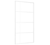vidaXL Puerta corredera ESG vidrio y aluminio blanca 102,5x205 cm