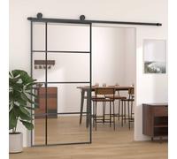 vidaXL Puerta corredera ESG vidrio y aluminio negra 102,5x205 cm