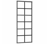 vidaXL Puerta corredera ESG vidrio y aluminio negra 76x205 cm Negro 76 x 205 cm
