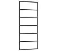 vidaXL Puerta Corredera ESG Vidrio y Aluminio Negra Baño Entrada Dimensiones 76 x 205 cm, 90 x 205 cm, 102 x 205 cm