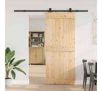 vidaXL Puerta Corredera NARVIK 85 x 210 cm (213,5 cm) Natural y negro, herrajes modernos