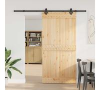 vidaXL Puerta Corredera NARVIK Natural y negro 100 x 210 cm (213,5 cm)