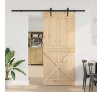 vidaXL Puerta Corredera NARVIK Natural y negro 100 x 210 cm (213,5 cm)