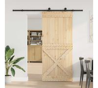 vidaXL Puerta Corredera NARVIK Natural y negro 100 x 210 cm (213,5 cm)