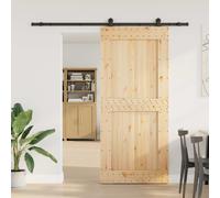 vidaXL Puerta Corredera NARVIK Natural y negro 100 x 210 cm (213,5 cm)