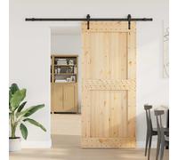 vidaXL Puerta Corredera NARVIK Natural y negro 100 x 210 cm (213,5 cm)