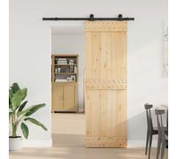 vidaXL Puerta Corredera NARVIK Natural y negro 70 x 210 cm (152,5 cm)
