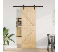 vidaXL Puerta Corredera NARVIK Natural y negro 70 x 210 cm (152,5 cm)