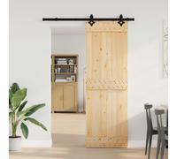 vidaXL Puerta Corredera NARVIK Natural y negro 70 x 210 cm (152,5 cm)