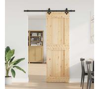 vidaXL Puerta Corredera NARVIK Natural y negro 70 x 210 cm (152,5 cm)