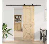 vidaXL Puerta Corredera NARVIK Natural y negro 70 x 210 cm (213,5 cm)