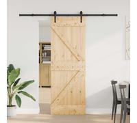 vidaXL Puerta Corredera NARVIK Natural y negro 70 x 210 cm (213,5 cm)