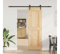 vidaXL Puerta Corredera NARVIK Natural y negro 70 x 210 cm (213,5 cm)