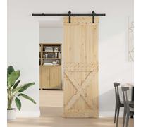 vidaXL Puerta Corredera NARVIK Natural y negro 80 x 210 cm (152,5 cm)