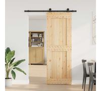 vidaXL Puerta Corredera NARVIK Natural y negro 80 x 210 cm (152,5 cm)