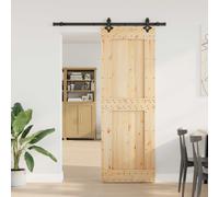 vidaXL Puerta Corredera NARVIK Natural y negro 80 x 210 cm (152,5 cm)