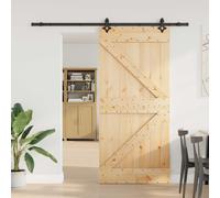 vidaXL Puerta Corredera NARVIK Natural y negro 80 x 210 cm (213,5 cm)