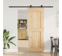 vidaXL Puerta Corredera NARVIK Natural y negro 80 x 210 cm (213,5 cm)