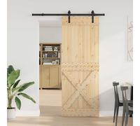 vidaXL Puerta Corredera NARVIK Natural y negro 85 x 210 cm (152,5 cm)