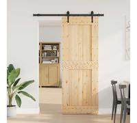 vidaXL Puerta Corredera NARVIK Natural y negro 85 x 210 cm (152,5 cm)