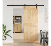 vidaXL Puerta Corredera NARVIK Natural y negro 85 x 210 cm (213,5 cm)
