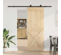 vidaXL Puerta Corredera NARVIK Natural y negro 85 x 210 cm (213,5 cm)