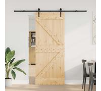 vidaXL Puerta Corredera NARVIK Natural y negro 85 x 210 cm (213,5 cm)