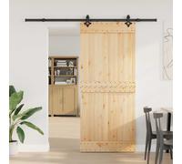vidaXL Puerta Corredera NARVIK Natural y negro 90 x 210 cm (213,5 cm)