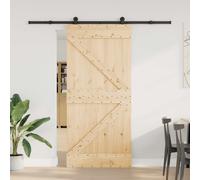 vidaXL Puerta Corredera NARVIK Natural y negro 95 x 210 cm (213,5 cm)