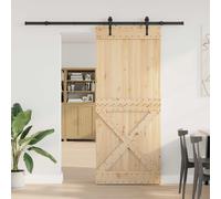 vidaXL Puerta Corredera NARVIK Natural y negro 95 x 210 cm (213,5 cm)