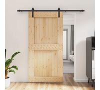 vidaXL Puerta Corredera Natural y negro 100 x 210 cm