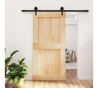 vidaXL Puerta Corredera Natural y negro 100 x 210 cm