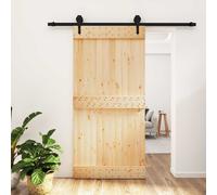 vidaXL Puerta Corredera Natural y negro 100 x 210 cm
