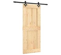 vidaXL Puerta Corredera Natural y negro 85 x 210 cm