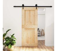 vidaXL Puerta Corredera Natural y negro 85 x 210 cm