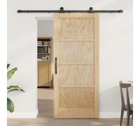 vidaXL Puerta Corredera Natural y negro 86 x 198,5 cm