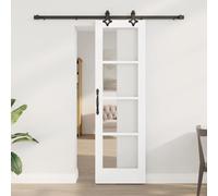 Puerta corredera ORKDAL de vidaXL, 61 x 198,5 cm, madera maciza de pino y cristal