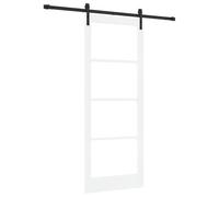 vidaXL Puerta Corredera ORKDAL y Negro 83 x 211 cm, Sala de Estar, Puerta corredera Moderna, Madera de Pino Duradera, Vidrio, Divisor Elegante, diseño contemporáneo