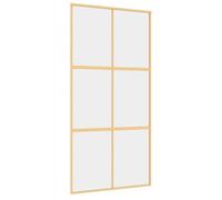vidaXL Puerta Corredera, Puerta Corrediza, Panel de Privacidad, Puerta Decorativa para Granero Hogar, Vidrio ESG Transparente y Aluminio Dorada