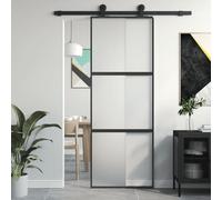 vidaXL Puerta corredera de vidrio ESG y aluminio – transparente, dorado, mate, blanco, negra 76x205
