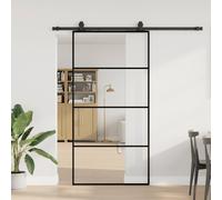 vidaXL Puerta corredera set herrajes negra 102,5x205 cm ESG vidrio
