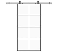 vidaXL Puerta corredera set de herrajes Negra 102,5×205 cm vidrio ESG Interior
