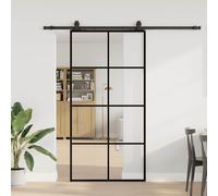 vidaXL Puerta corredera set herrajes negra 102,5x205 cm ESG vidrio