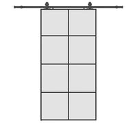 vidaXL Puerta corredera set de herrajes – Negra 102,5x205 cm – Vidrio ESG – Interior