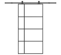 vidaXL Puerta corredera set herrajes vidrio ESG aluminio 102,5x205 cm
