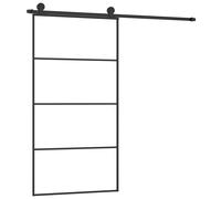 vidaXL Puerta corredera con set de herrajes vidrio ESG aluminio 102,5x205 cm