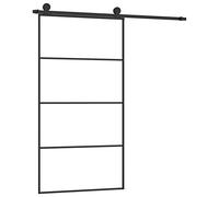 vidaXL Puerta corredera set herrajes granero, vidrio ESG aluminio 102,5x205 cm