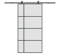 vidaXL Puerta corredera Set herrajes Vidrio ESG Aluminio 102,5x205 cm, Puerta corrediza sobre riel, Puerta corrediza Interna, Puerta corrediza Interior