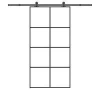 vidaXL Puerta corredera Set herrajes Vidrio ESG Aluminio 102,5x205 cm, Puerta corrediza sobre riel, Puerta corrediza Interna, Puerta corrediza Interior