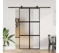 vidaXL Puerta corredera set herrajes vidrio templado aluminio